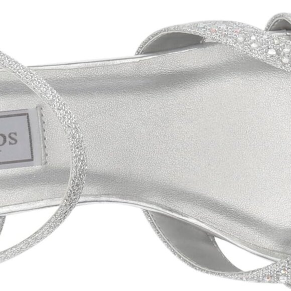 Women's Wedge Sandal Silver Faux Leather 1-Inch Heel Jeweled Buckle Support - Picture 5 of 8